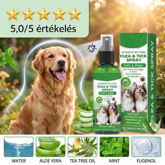 Természetes bolha- és kullancsriasztó spray kutyåknak és macskåknak