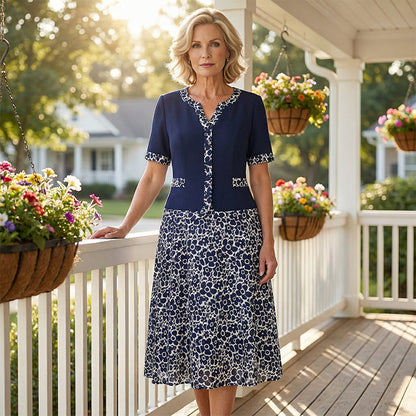 💥50% árcsökkentés🧥💼 Divatos, két részesnek tűnő egyberuha🌸✨ A-vonalú virágmintás ruha – a könnyed elegancia maga, minden testalkatra!