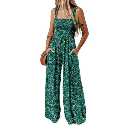 👗✨ Női nyomtatott mintás, ujjatlan overall – könnyed és stílusos választás