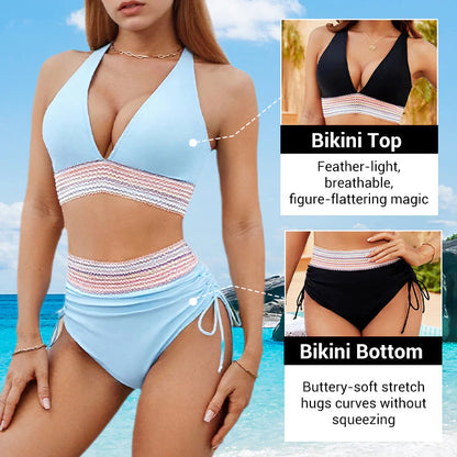 🔥Most kapható💥 – 👙 Magas derekú, hasformáló, többszínű bikini szett