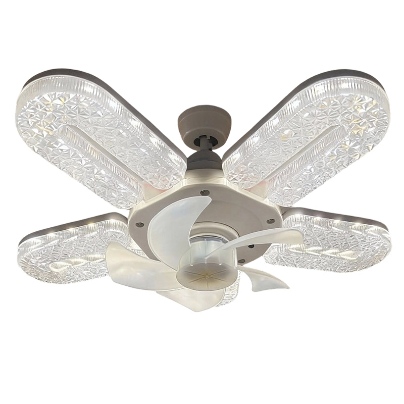 ✨ 5 lapátos LED-es ventilátorlámpa kristályhatással 💎💨