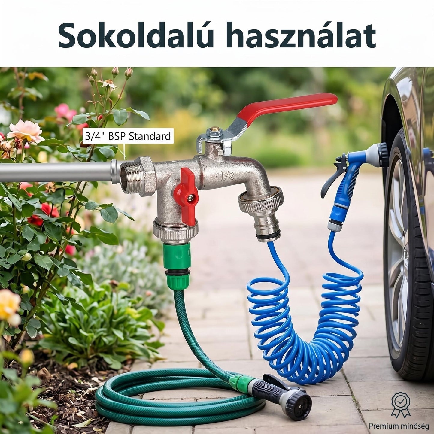 🔥🚰Univerzális rozsdamentes acélból készült dupla kimeneti kerti vízcsaptelep