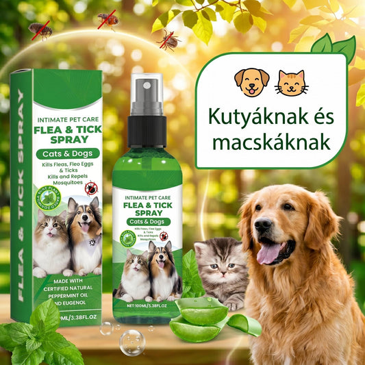 Természetes bolha- és kullancsriasztó spray kutyáknak és macskáknak