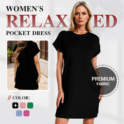 【S-2XL】😍Női ruha laza szabással, feltekert ujjakkal és zsebekkel