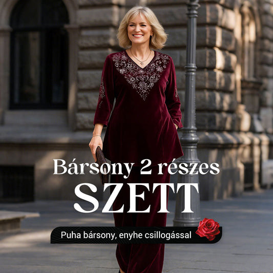 💎Női bársony strasszos felső és nadrág szett