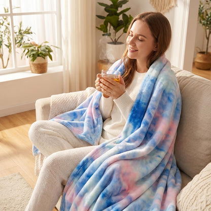 ☁️ Cozy up with this lovely blanket! Ultra-Soft Tie-Dye Plush Throw Blanket