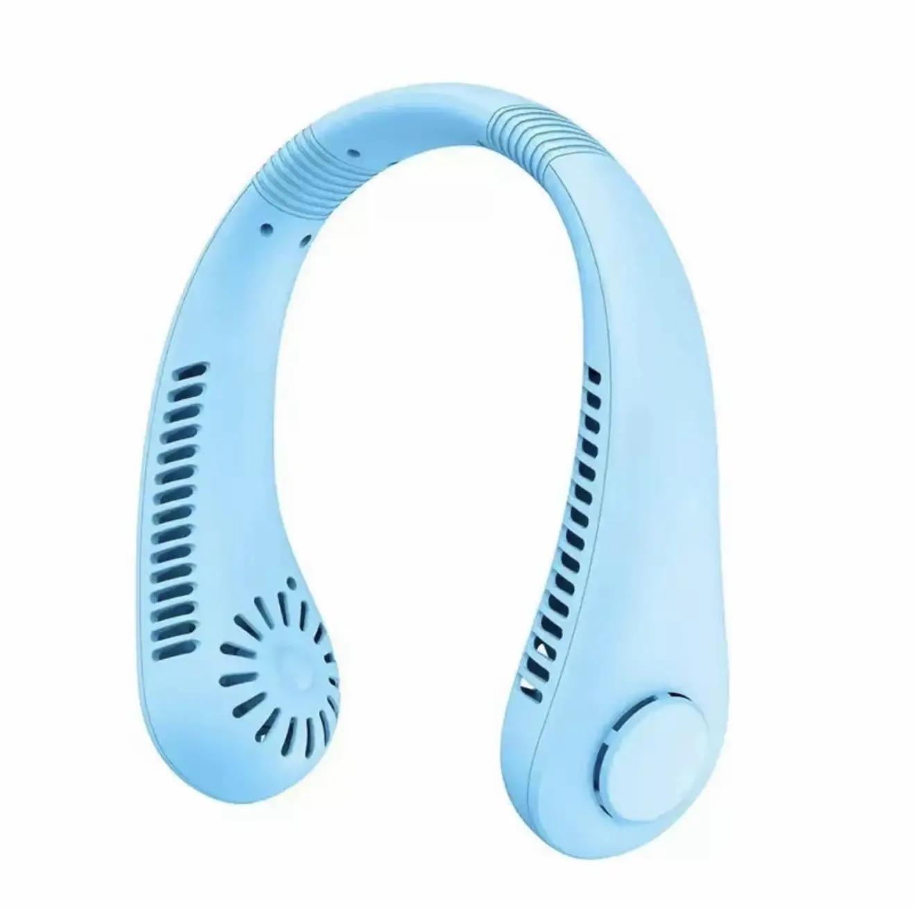 Hordozható mini nyakventilátor, USB-ről tölthető, kézmentes, lapát nélküli, 3 sebességfokozatú, erős légáramlás