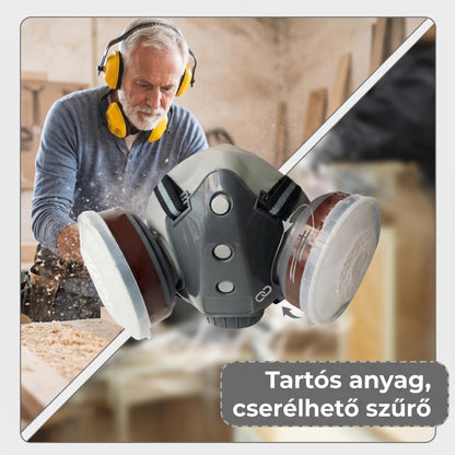 🔥 Aktív szén porvédő dupla tartályú gázálarc 🥽🌬️