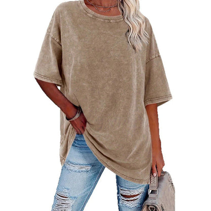Női, mosott, vintage stílusú, oversize póló