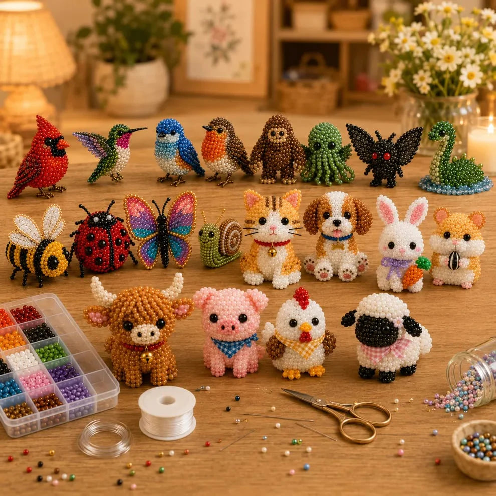 🏆Ideiglenes akció 🧵✨Bébi állatok kézműves készlet 3D gyöngyökkel