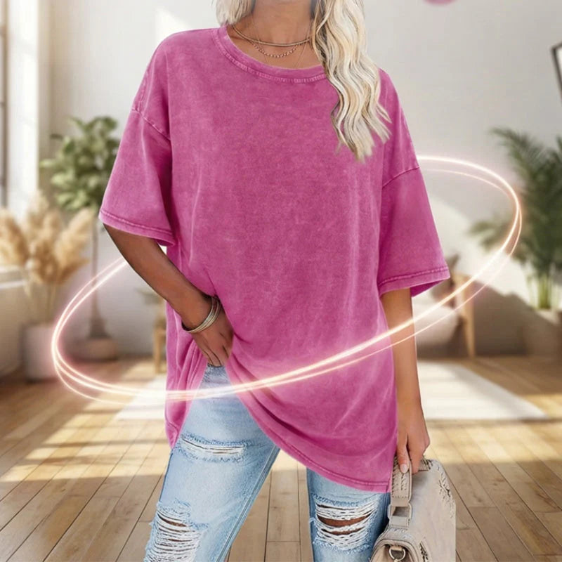 Női, mosott, vintage stílusú, oversize póló