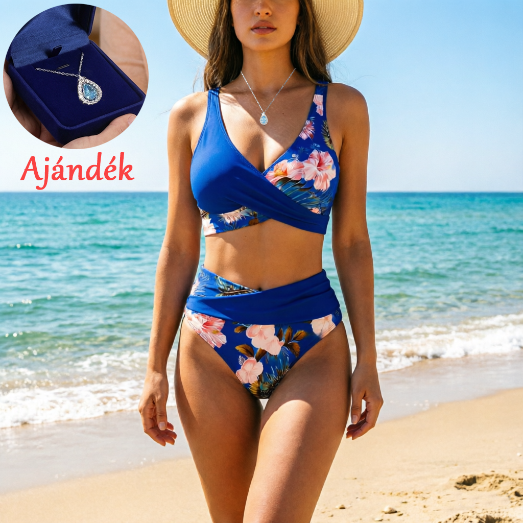 🌸🌿 Női virágmintás, magas derekú bikini szett (EU S-XL) 🌊👙
