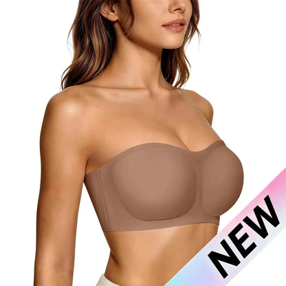💞Női vállpánt nélküli melltartók, push-up bandeau melltartók, csúszásmentes, merevítő nélküli, párnázott melltartók, varratmentes, kényelmes csőmelltartók