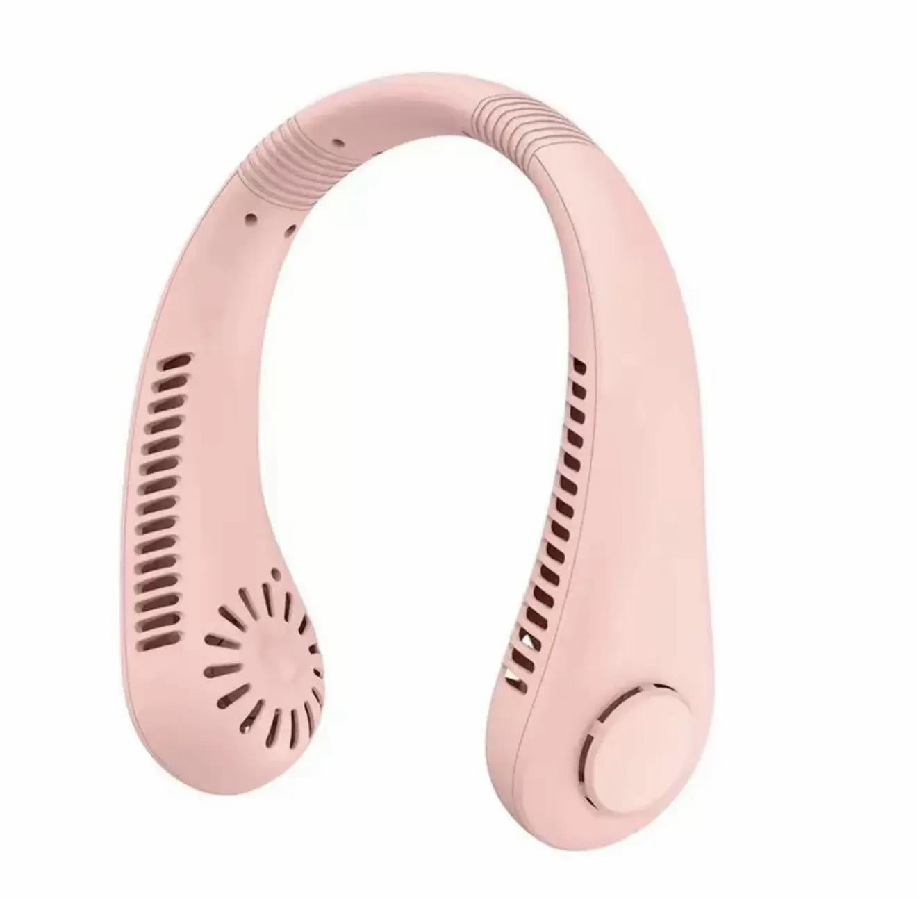 Hordozható mini nyakventilátor, USB-ről tölthető, kézmentes, lapát nélküli, 3 sebességfokozatú, erős légáramlás