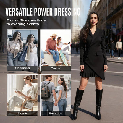 👗✨ Gombos mini blézerruha redős szegéllyel – elegancia és trendi stílus egyben