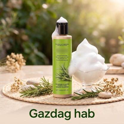 🔥1+1 ingyenes✨ Keratinnal gazdag sampon🌿 Rozmaring & biotin sampon – Mély táplálás sérült hajhoz és száraz fejbőrre!