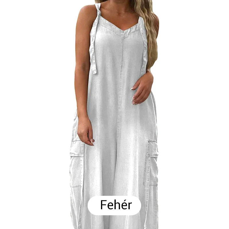 👖✨ Női laza, széles lábú overál zsebekkel – stílus és kényelem egyben