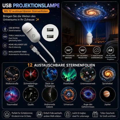 🔥Unod az unalmas éjszakai fényeket? ✨ 2-in-1 csillagos égbolt projektor és éjszakai lámpa