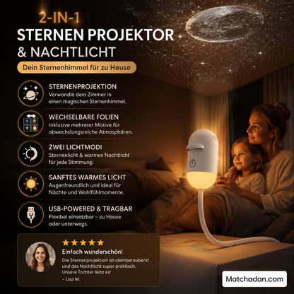 🔥Unod az unalmas éjszakai fényeket? ✨ 2-in-1 csillagos égbolt projektor és éjszakai lámpa