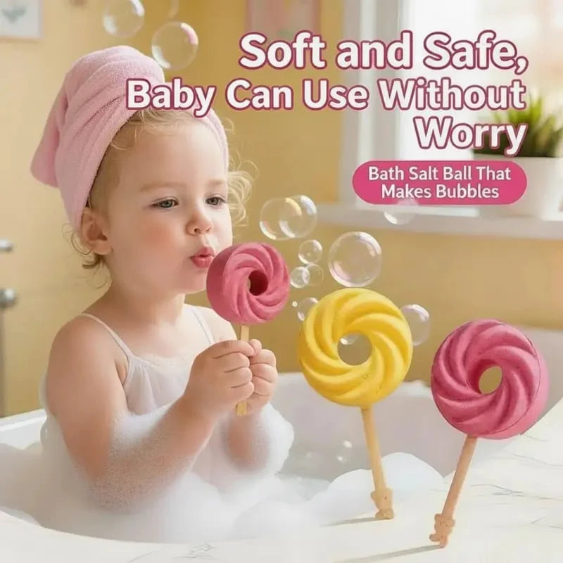 Aranyos nyalóka fürdőbomba, színes habfürdőgolyó a vidám fürdőzéshez