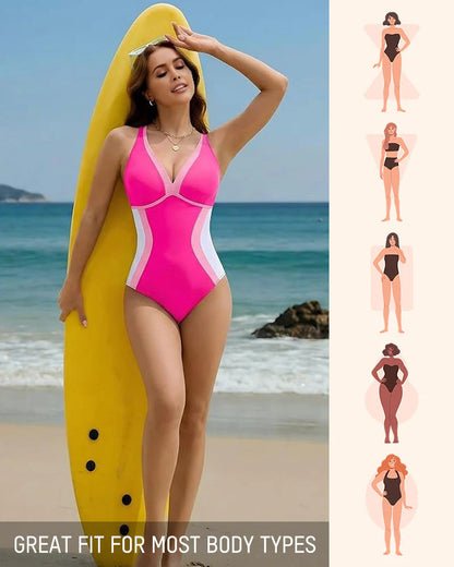 🏖️👙 Női egyrészes fürdőruha színes blokkokkal