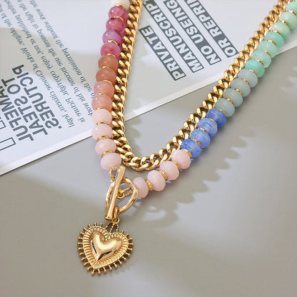 🌈Boho stílusú szivárvány nyaklánc gyöngyökkel és lánccal✨Lélegzetelállító bohó stílusú ékszer, ami feldobja minden szetted!