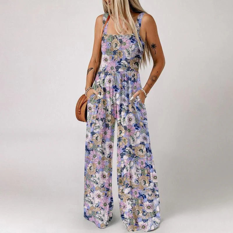 👗✨ Női nyomtatott mintás, ujjatlan overall – könnyed és stílusos választás