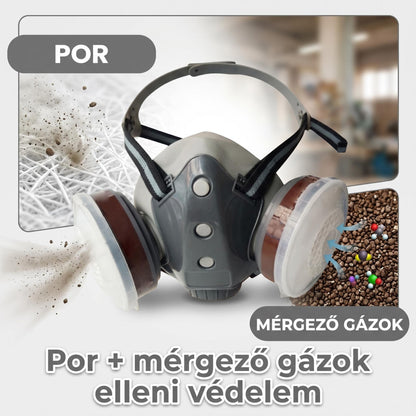 🔥 Aktív szén porvédő dupla tartályú gázálarc 🥽🌬️