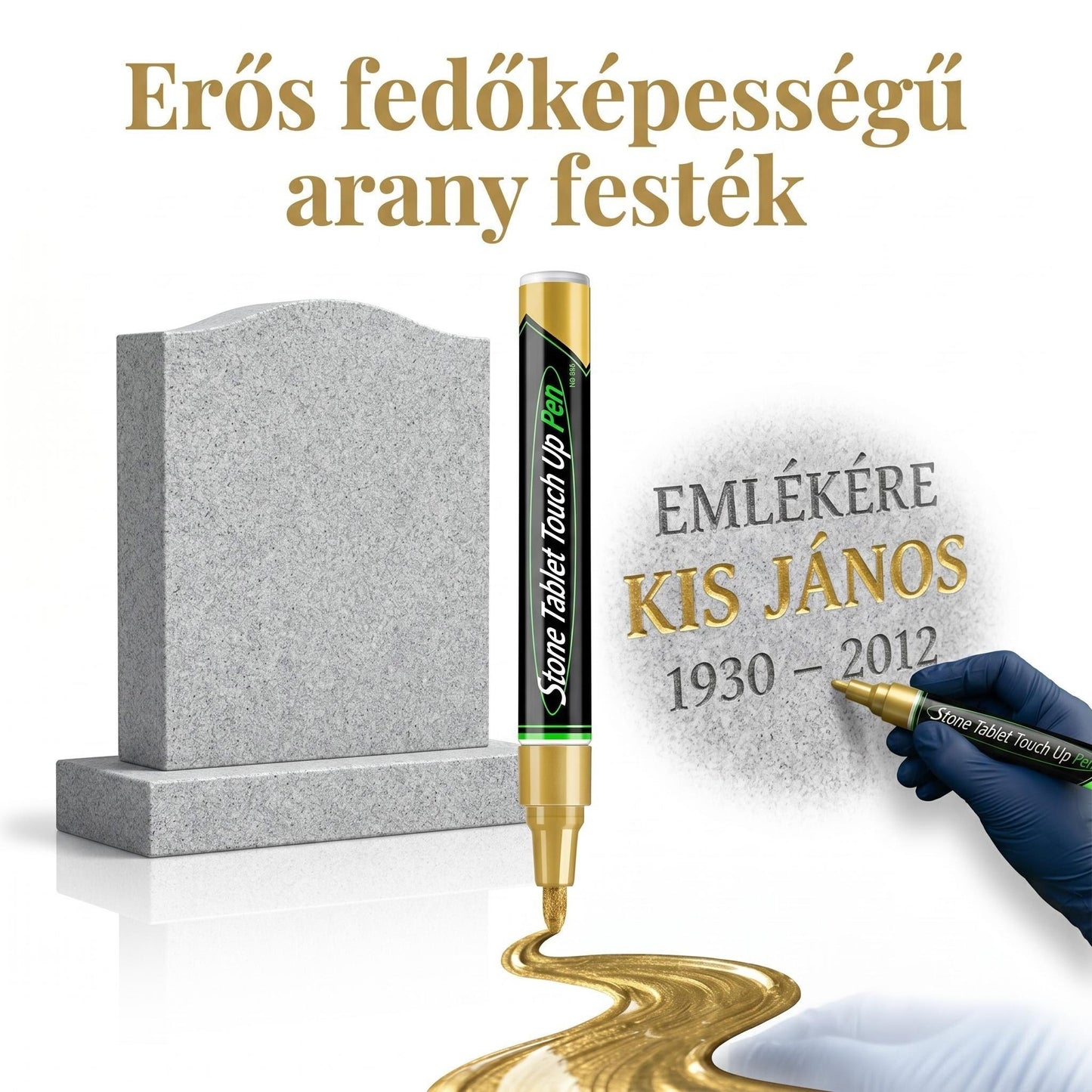 🐦Arany sírkő jelző a kifakult sírfeliratok helyreállításához🖌️