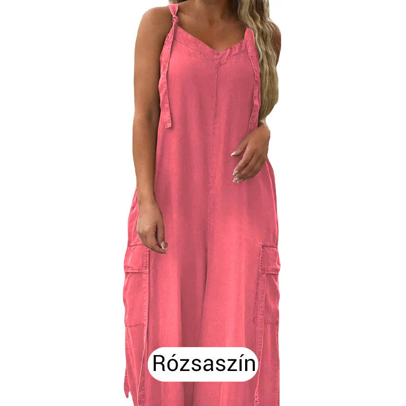 👖✨ Női laza, széles lábú overál zsebekkel – stílus és kényelem egyben