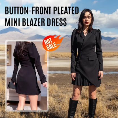 👗✨ Gombos mini blézerruha redős szegéllyel – elegancia és trendi stílus egyben
