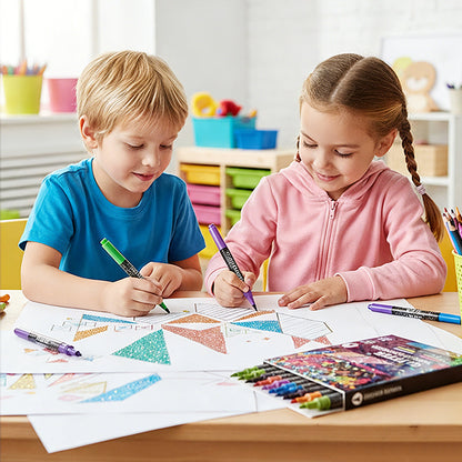 Kreatív rajzoláshoz és díszítéshez tökéletes választás!🎨 🎁🎨 24 Színű Kétvégű Csillámos Filctoll Készlet ✨🖊️