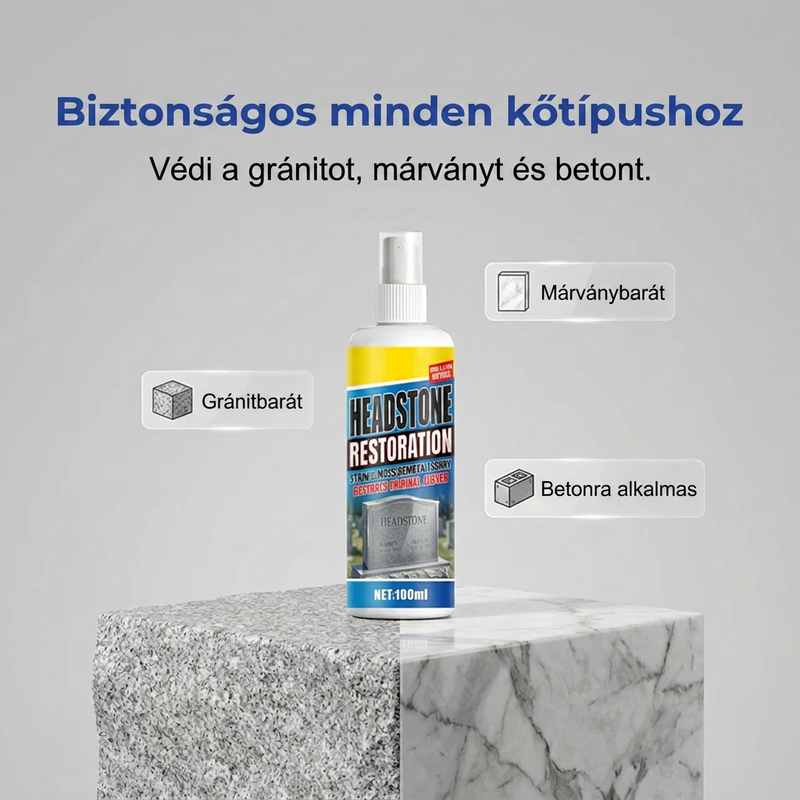 🏛️ Sírtisztító spray – gyors hatású | Gránithoz, márványhoz, kék kőhöz, természetes kőhöz – utánvéttel 🌿