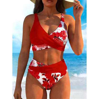 🌸🌿 Női virágmintás, magas derekú bikini szett (EU S-XL) 🌊👙