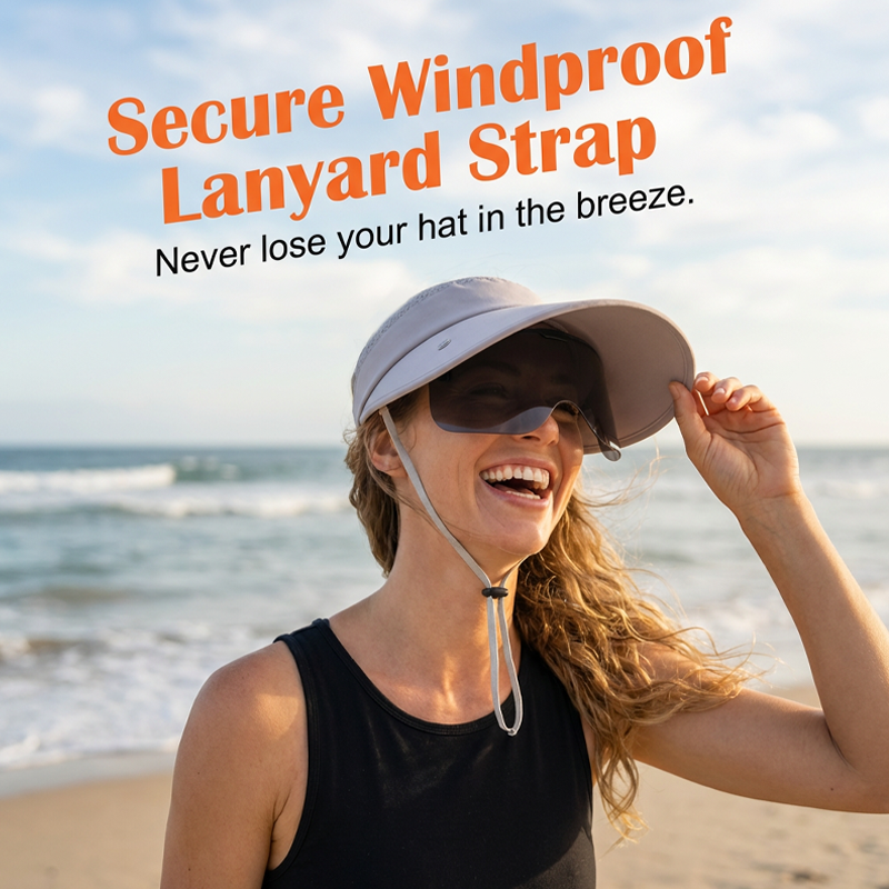 ☀️Védd bőrödet a káros napsugárzástól! 🧢🌞 Széles karimájú napellenzős sapka arcvédővel 💨