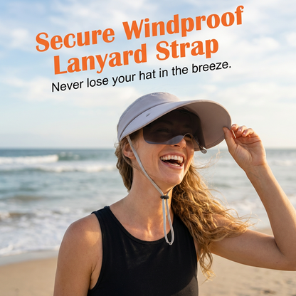 ☀️Védd bőrödet a káros napsugárzástól! 🧢🌞 Széles karimájú napellenzős sapka arcvédővel 💨