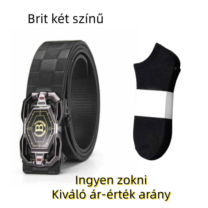 🐊Férfi bőröv, elegáns krokodilbőr mintával, automatikus csatral, marhabőrből készült.